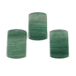 Зеленый Авантюрин Естественный зеленый авантюрин подвески, прямоугольник амулеты, 40x25x3.5 мм, отверстие : 1.6 мм