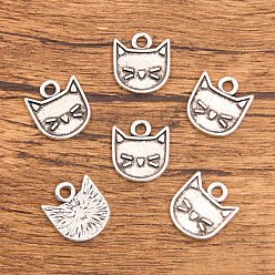 Античное Серебро 3 цветные подвески для кошек, Подвески из цинкового сплава с покрытием для изготовления ювелирных аксессуаров своими руками, античное серебро, 14x13 мм, отверстие : 2 мм