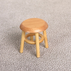 Цвет Древесины Миниатюрные украшения из дерева, аксессуары для домашнего кукольного домика с микро-ландшафтом, притворяясь опорными украшениями, стул, деревесиные, 35x38 мм
