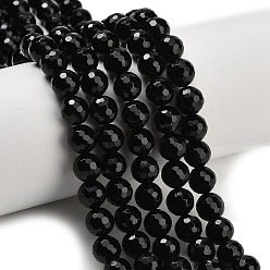 Black Onyx Бусины из натурального черного оникса, граненые, круглые, окрашенная и подогревом, 8 мм, отверстие : 1 мм, около 47~48 шт / нитка, 15.16'' (38.5 см)