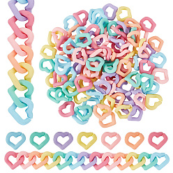 Mixed Color 105pcs 7 colors Opaque & Transparent Acrylic Linking Rings, Quick Link Connectors, Twisted Heart, for Curb Chain Making, Mixed Color, 18x20.5x8mm, Inner Diameter: 7.5x12mm, 15pcs/color