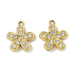 Цветок Сплава кристалла горный хрусталь подвески, , uv покрытие, золотые, цветок, 17.5x15.5x3 мм, отверстие : 1.6 мм