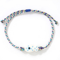 Белый Регулируемые браслеты ручной работы из фарфора с подвесками в виде рыбок, Браслеты из плетеной волоконной нити для женщин, белые, 11.02 дюйм (28 см)