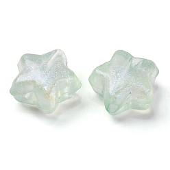 Зеленый Светящиеся прозрачные акриловые бусины, блеск бисера, светится в темноте, звезда, зелёные, 10x11x6 мм, отверстие : 2 мм