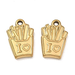 Real 18K Gold Plated 304 Stainless Steel Pendants, Chips Charms, Ion Plating(IP), Real 18K Gold Plated, 19x12x2.8mm, Hole: 2mm