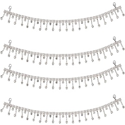 Платина 2 шт. хрустальные стеклянные стразы обувь цепочка, латунная цепочка для обуви, Сплав с поиска, для обуви своими руками, платина, 284x10~21x4 мм