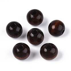 Кокосово-Коричневый Круглые бусины из натурального дерева схима, окрашенные распылением, кокосового коричневый, 13~14x12.9 мм, отверстие : 2.8~3.5 мм