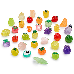 (52) Непрозрачная лаванда Непрозрачные и прозрачные кабошоны из смолы, фрукты, разнообразные, разноцветные, 13~22x15~17.5x8~23 мм