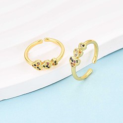 Настоящее золото 18K Манжеты из латуни с микро паве кубический цирконий для женщин, сердце, реальный 18 k позолоченный, 5.5 мм