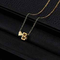 Letter B Ожерелья из сплава с подвеской в виде сердца и буквы для женщин, золотые, В письме, 15.75 дюйм (40 см)