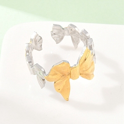 Bowknot 304 открытые кольца манжеты из нержавеющей стали, ионное покрытие (ip), золотые и нержавеющая сталь цвет, бантом, 16 мм, внутренний диаметр: 18 мм