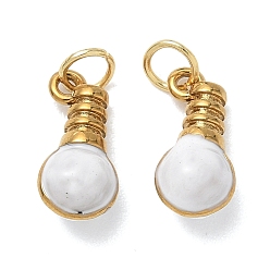 Chapado en Oro Real 18K 304 colgantes de esmalte de acero inoxidable, amuletos de bombillas, revestimiento de iones (ip), real 18 k chapado en oro, 14x7x6 mm, agujero: 4 mm