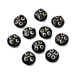 Черный Прозрачные стеклянные эмалевые бусины, неровный плоский круглый, чёрные, 12.5x7~8 мм, отверстие : 1.2 мм
