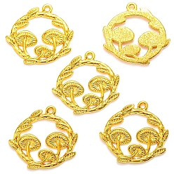 Золотой Подвески из сплава , плоский круглый гриб, золотые, 24x26 мм, отверстие : 2 мм