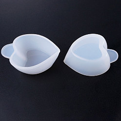 White Silicone Epoxy Resin Mixing Cups, For UV Resin, Epoxy Resin Jewelry Making, Heart, White, 5.9x4.1x2.3cm