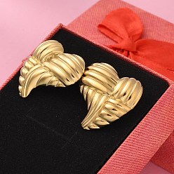 Золотой 304 серьги-гвоздики из нержавеющей стали для женщин, сердце, золотые, 27.5x27 мм