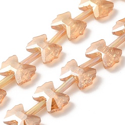 Сэнди Коричневый Гальванические стеклянные бусины, гальваническое покрытие, граненые, бантом, песчаный коричневый, 10x7x3.5 мм, отверстие : 0.9 мм, около 49~51 шт / нитка, 18.90~20.47 дюйм (48~52 см)