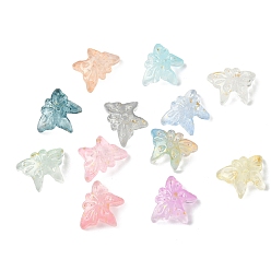 (52) Непрозрачная лаванда Стеклянные бусины, бабочка, с золотой порошок, разноцветные, 13x17.5x3 мм, отверстие : 1.4 мм, Около 1063 шт / 1000 г