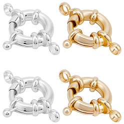 (52) Непрозрачная лаванда 12шт 2 цветные латунные пружинные застежки-кольца, кольцо, разноцветные, 24x19.5x5.5 мм, отверстие : 2.2 мм, 6 шт / цвет