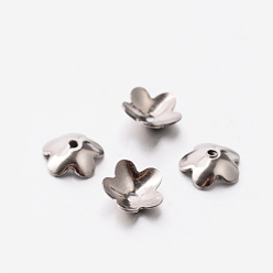 Нержавеющая Сталь Цвет 5 -petal цветочные 304 из нержавеющей стали крышки шарика, цвет нержавеющей стали, 6x2 мм, отверстие : 0.5 мм