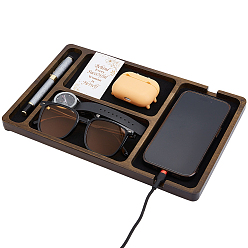 Черный Деревянный ящик для хранения на офисном столе, прямоугольные, чёрные, 194x296x17.5 мм