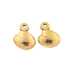 Настоящее золото 14K 304 прелести нержавеющей стали, прелести моллюсков, реальный 14 k позолоченный, 10x8x3 мм, отверстие : 1.2 мм