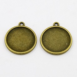 Античная Бронза Настройки сплава кулон кабошоны тибетский стиль, без кадмия, без никеля и без свинца, чашки безель с краями, плоско-круглые, античная бронза, внутренний диаметр: 22 мм, 29x25x2 мм, отверстие : 4.5 мм