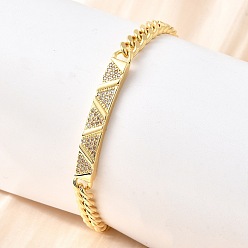 Настоящее золото 18K Латунные браслеты с микропаве из чистого кубического циркония, браслеты из цепочек панцирного плетения для женщин, форма волны, стойки покрытие, долговечный, без свинца и без кадмия, реальный 18 k позолоченный, 7-5/8 дюйм (19.5 см)