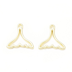 Light Gold Rack Plating Alloy Fishtail Open Back Bezel Pendants, For DIY UV Resin, Epoxy Resin, Pressed Flower Jewelry,  Cadmium Free & Nickel Free & Lead Free, Light Gold, 18.5x19x2mm, Hole: 1.8mm