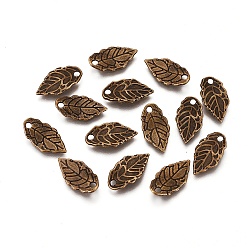 Античная Бронза Подвески в тибетском стиле , лист, античная бронза, без кадмия и без свинца, 16x8x2 мм, отверстие : 1 мм
