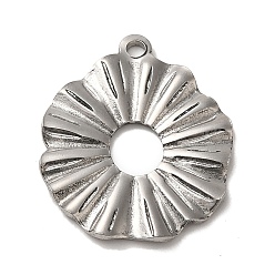 Edelstahl Farbe Anlaufgeschützt 304 Anhänger aus Edelstahl, Blume Reize, Edelstahl Farbe, 20.5x17x1.5 mm, Bohrung: 1.5 mm