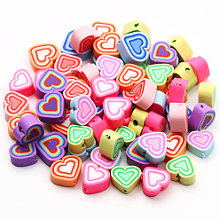 (52) Непрозрачная лаванда Бусины из полимерной глины , сердце, разноцветные, 8~10x9~10.5x4~5 мм