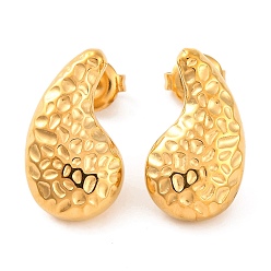 Настоящее золото 14K Ионное покрытие (ip) 304 серьги-гвоздики из нержавеющей стали, слеза, реальный 14 k позолоченный, 19x11 мм