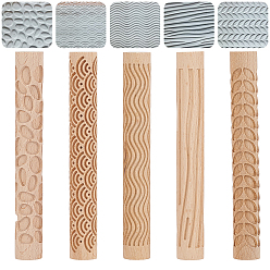 Mixed Shapes 5шт 5 стили деревянная скалка, для выпечки тисненого печенья, кухонный инструмент, разнообразные, 150x20 мм, 1 шт / стиль