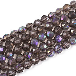Ice Obsidian Нити бусин из натурального ледяного обсидиана с покрытием цвета AB, граненый стол ограненный круглый, 4~5 мм, отверстие : 0.7~0.8 мм, около 92~100 шт / нитка, 14.96~15.55'' (38~39.5 см)