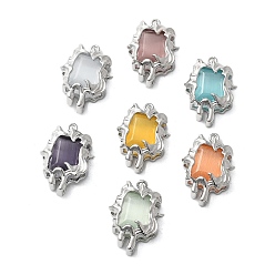 (52) Непрозрачная лаванда Латунь стекло кулоны, прямоугольные, граненые, платина, разноцветные, 22x15x5.5 мм, отверстие : 1.3 мм