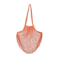 Orange Portable Cotton Mesh Grocery Bags, Reusable Net Shopping Handbag, Orange, 58.05cm, Bag: 35x38x1.8cm. 