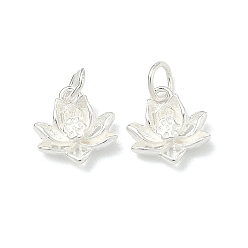 Цветок 925 серебряные шармы, серебряный цвет гальваническим, с печатью 925, цветок, 9x9x2 мм, Перейти кольцо: 4.5x0.7 мм, 3.2 мм внутренним диаметром