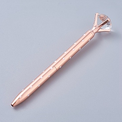 Персиковый Слойка Большая алмазная ручка, стразы хрустальные металлические шариковые ручки, Поверните выдвижную шариковую ручку с черными чернилами, стильные канцтовары, розовые, 14x0.85 см