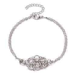 Нержавеющая Сталь Цвет Не тускнеет 304 нержавеющая сталь макраме мешочек плетеный держатель драгоценных камней изготовление браслета, цвет нержавеющей стали, 7-5/8 дюйм (19.5 см)