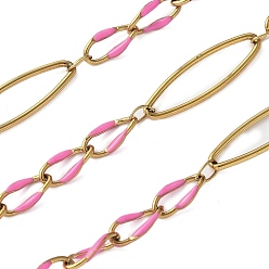 Ярко-Розовый 304 цепи эмалированные из нержавеющей стали, пайки, с катушкой, ионное покрытие (ip), ярко-розовый, 20x6x1 мм