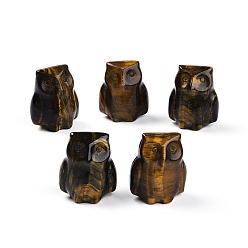 Тигровый глаз Натуральные украшения для совы из тигрового глаза, фигурка для украшения дома, фен-шуй энергетический камень подарок для домашнего офиса украшение рабочего стола, 25~27x22~24x17~19 мм
