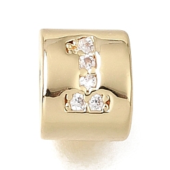 Real 14K Gold Plated Brass Micro Pave Clear Cubic Zirconia Beads, Oval with Number 1, Real 14K Gold Plated, 6.5x5.5x5.5mm, Hole: 3x4mm