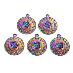 Rainbow Color Подвески из сплава цвета радуги, без кадмия, без никеля и без свинца, плоские круглые прелести, 25x22x4.5 мм, отверстие : 2 мм