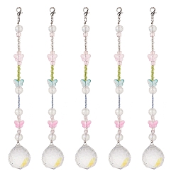 Разноцветный Стеклянные ловцы солнца в виде слезинок и бабочек, со стеклянными бусинами, настенный кулон подвесной орнамент для украшения домашнего сада, красочный, 22 см