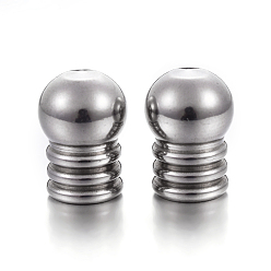 Stainless Steel Color Tarnish Resistant 304 Stainless Steel Cord End Caps, Stainless Steel Color, 13x9mm, Hole: 6mm