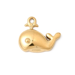Whale Подвески из нержавеющей стали 304, реальный 18 k позолоченный, ионное покрытие (ip), долговечный, очарование кита, 9.5x11x2.5 мм, отверстие : 1 мм