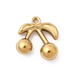 Вишня 304 подвески из нержавеющей стали, реальный 18 k позолоченный, ионное покрытие (ip), долговечный, вишневое очарование, 14.5x13x5 мм, отверстие : 1 мм