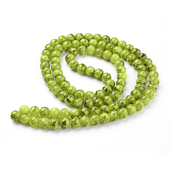 Green Yellow Spray Painted Glass Bead Strands, Round, Green Yellow, 8mm, Hole: 1.3~1.6mm, about 100pcs/strand, 31.4 inch
