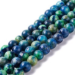 Синий Природный кальцит бисер нитей, круглые, синие, 8 мм, отверстие : 1.2 мм, около 49~50 шт / нитка, 15.94'' (40.5 см)
